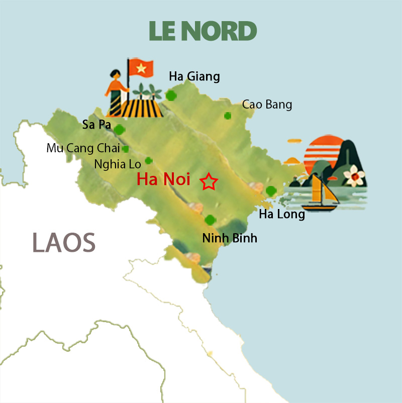 Que faire au Nord du Vietnam - Carte touristique de l'agence Tonkin Voyage